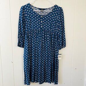 Polo Ralph Lauren Blue Floral Baby Doll Dress with Pockets
